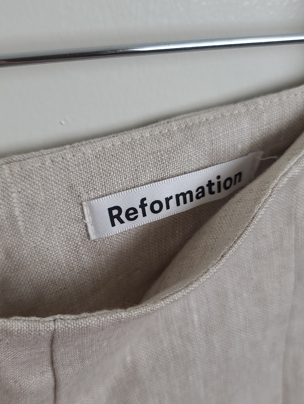 NWT Reformation Linen Trousers Oatmeal Size 6 - Picture 6 of 8